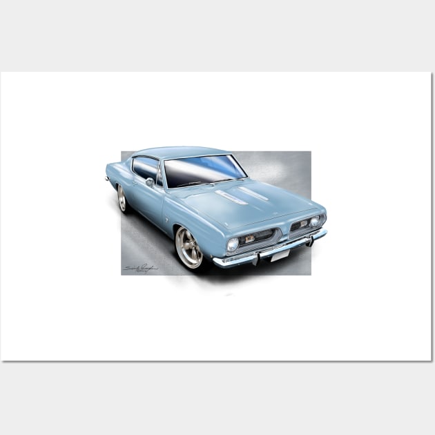 1968 Valiant Barracuda Wall Art by stefansautoart